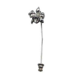 Silver Orchid Flower Stick Pin Brooch By Napier